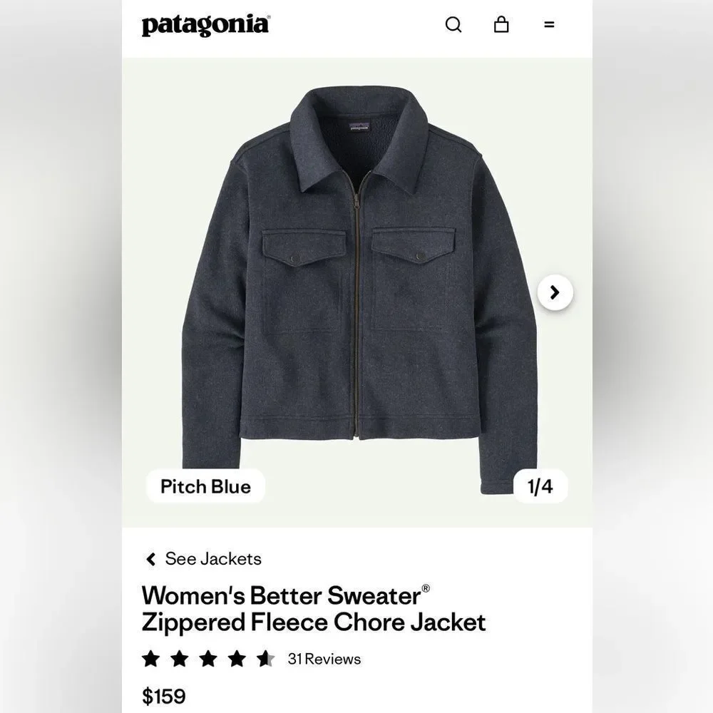 Women's Better Sweater® Zippered Fleece Chore Jacket NWT